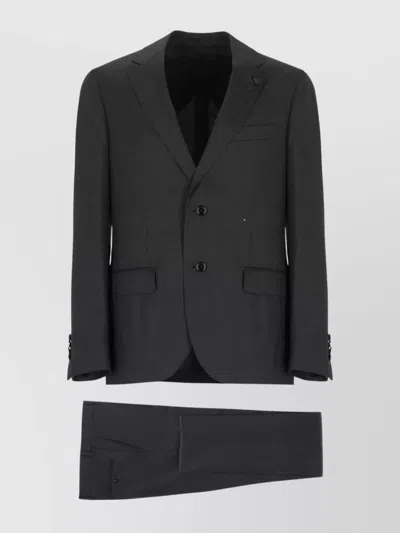 Lardini Double-breasted Peak Lapel Suit Jacket In Gray