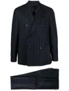 Lardini Double-breasted Pinstripe-pattern Suit In Blue
