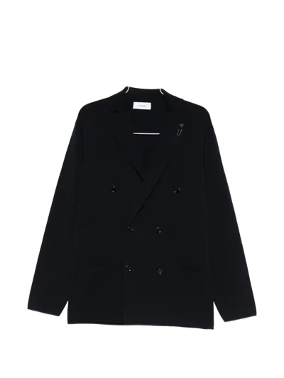 Lardini Double-breasted Cardigan With Pockets In Black