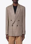Lardini Double-breasted Jacket With Prince Of Wales Pattern In Gray