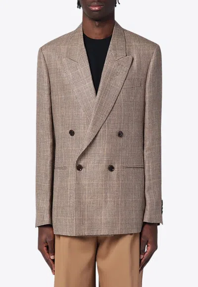 Lardini Double-breasted Prince Of Wales Blazer In Gray