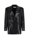 Lardini Double-breasted Sequin Blazer In Black  