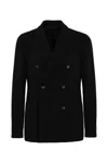 Lardini Double-breasted Special Line Drop 7 Regular Jacket In Wool And Cotton In Nero