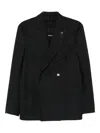Lardini Double-breasted Suit In Black