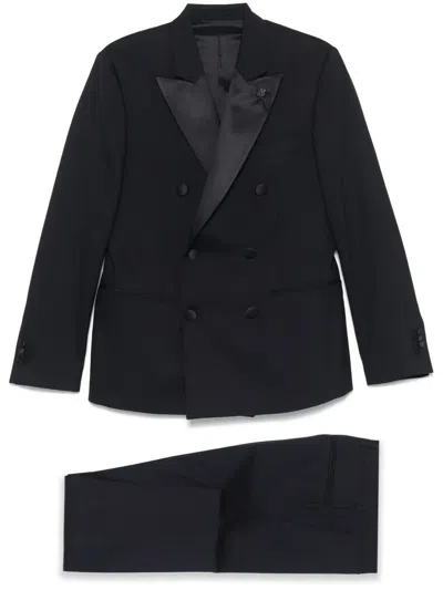 Lardini Double-breasted Suit In Blue