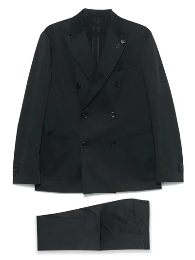 Lardini Double-breasted Suit In Blue