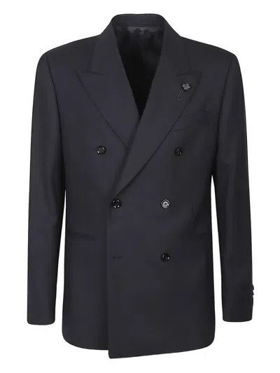 Lardini Double-breasted Suit In Blue