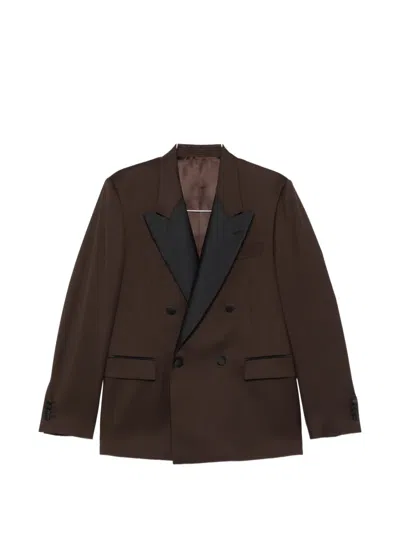 Lardini Double-breasted Suit In Brown