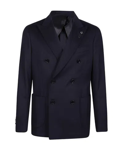 Lardini Double-breasted Suit Jacket In Animal Print