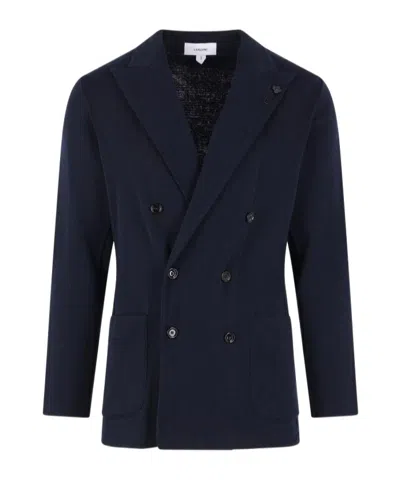 Lardini Double-breasted Dinner Jacket In Blue