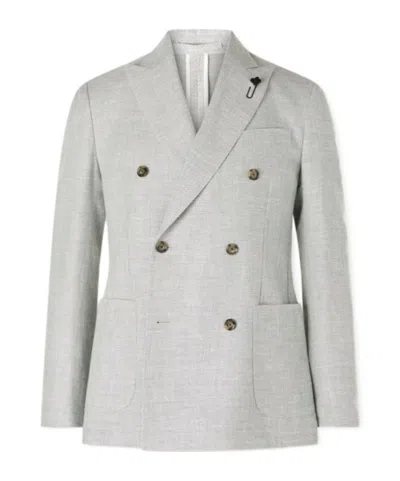 Lardini Double-breasted Suit Jacket In Gray