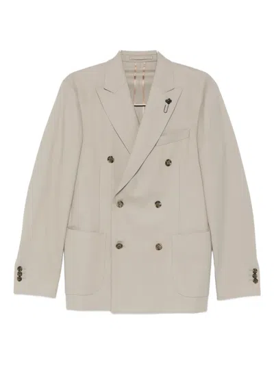 Lardini Double-breasted Suit In Neutral