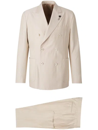 Lardini Soiree Double Breasted Six Button Jacket In White