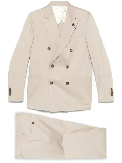 Lardini Double-breasted Suit In Neutrals