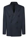 Lardini Double-breasted Tailored Black Blazer With Check Pattern