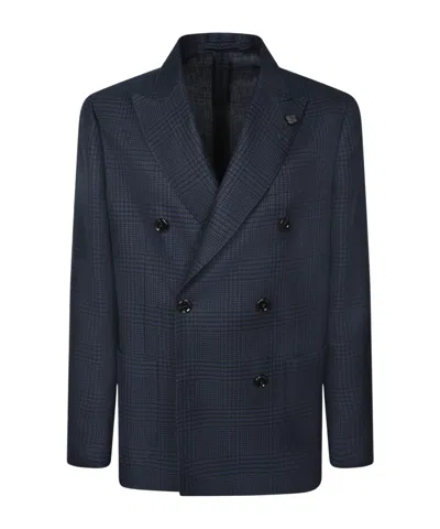 Lardini Double Breasted Tailored Blazer In Blue