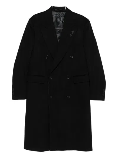 LARDINI DOUBLE-BREASTED TAILORED COAT WITH FLORAL DETAIL