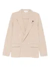 Lardini Double-breasted Textured Jacket In Neutral