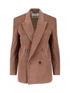 Lardini Corduroy Double-breasted Blazer Notched Lapels In Brown