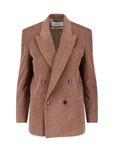 LARDINI LARDINI DOUBLE-BREASTED VELVET BLAZER WITH SHARP LAPEL
