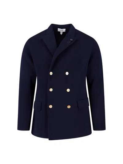 Lardini Double-breasted Jacket Flap Pockets In Blue