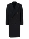 Lardini Double-breasted Virgin Wool Coat In Black