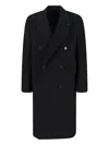 Lardini Double-breasted Virgin Wool Coat In Black