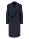 Lardini Buttoned Longline Jacket Notched Lapel In Blue