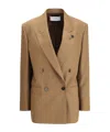 Lardini Double-breasted Jacket In Pure Virgin Wool In Brown