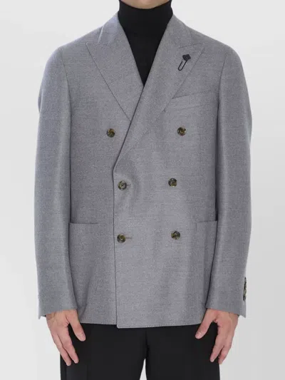 LARDINI DOUBLE-BREASTED VIRGIN WOOL JACKET WITH PEAKED LAPELS