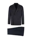 Lardini Double-breasted Virgin Wool Suit In Blue