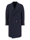 Lardini Double-breasted Jacket With Notch Lapel And Back Vent In Blue