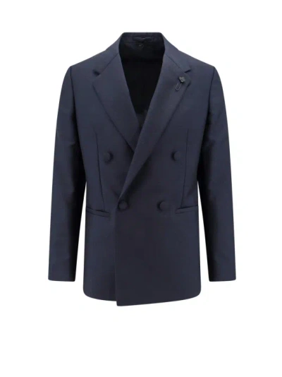 LARDINI DOUBLE-BREASTED WOOL AND MOHAIR BLAZER