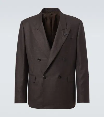 Lardini Double-breasted Wool Blazer In Brown