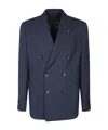 Lardini Double-breasted Blue Jacket In Black