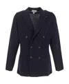Lardini Double-breasted Knit Jacket In Blue