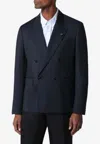 Lardini Iconic Double-breasted Virgin Wool Suit Jacket For Men In Blue