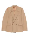 Lardini Double-breasted Wool Blazer In Brown