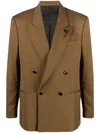 Lardini Double-breasted Wool Blazer In Brown
