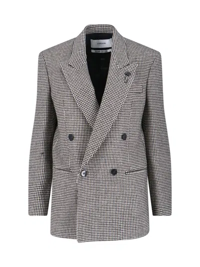 Lardini Double-breasted Wool Blend Blazer In Black