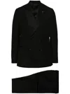 Lardini Double-breasted Wool-blend Suit In Black