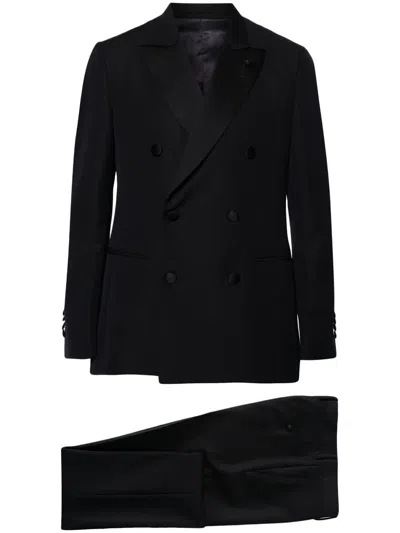 LARDINI DOUBLE-BREASTED WOOL-BLEND SUIT