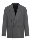 Lardini Grey Pied De Poule Double Breasted Blazer In Gris
