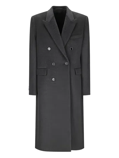 Lardini Double-breasted Wool Coat In Gray
