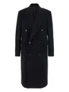 Lardini Double-breasted Wool Coat In Black