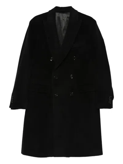 Lardini Double-breasted Wool Coat In Black