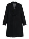 Lardini Double-breasted Wool Coat In Black