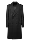 Lardini Double-breasted Wool Coat In Black