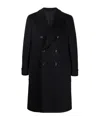 Lardini Double-breasted Wool Coat In Black