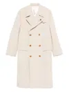 Lardini Double-breasted Wool Coat In Neutral